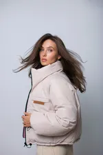 Пуховик Alexandra Talalay Short двухсторонний AW016 беж/пурпурно-розовый