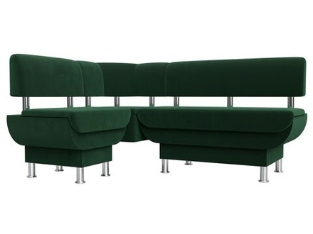 Диван кухонный угловой Альфа левый угол, Зеленый, Велюр, 116694L