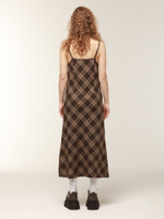 Платье Brown Plaid Midi Slip Dress