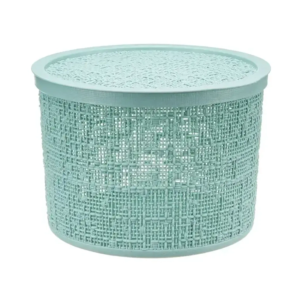 Коробка БЯЗЬ с крышкой D22см 4,5л Морская волна