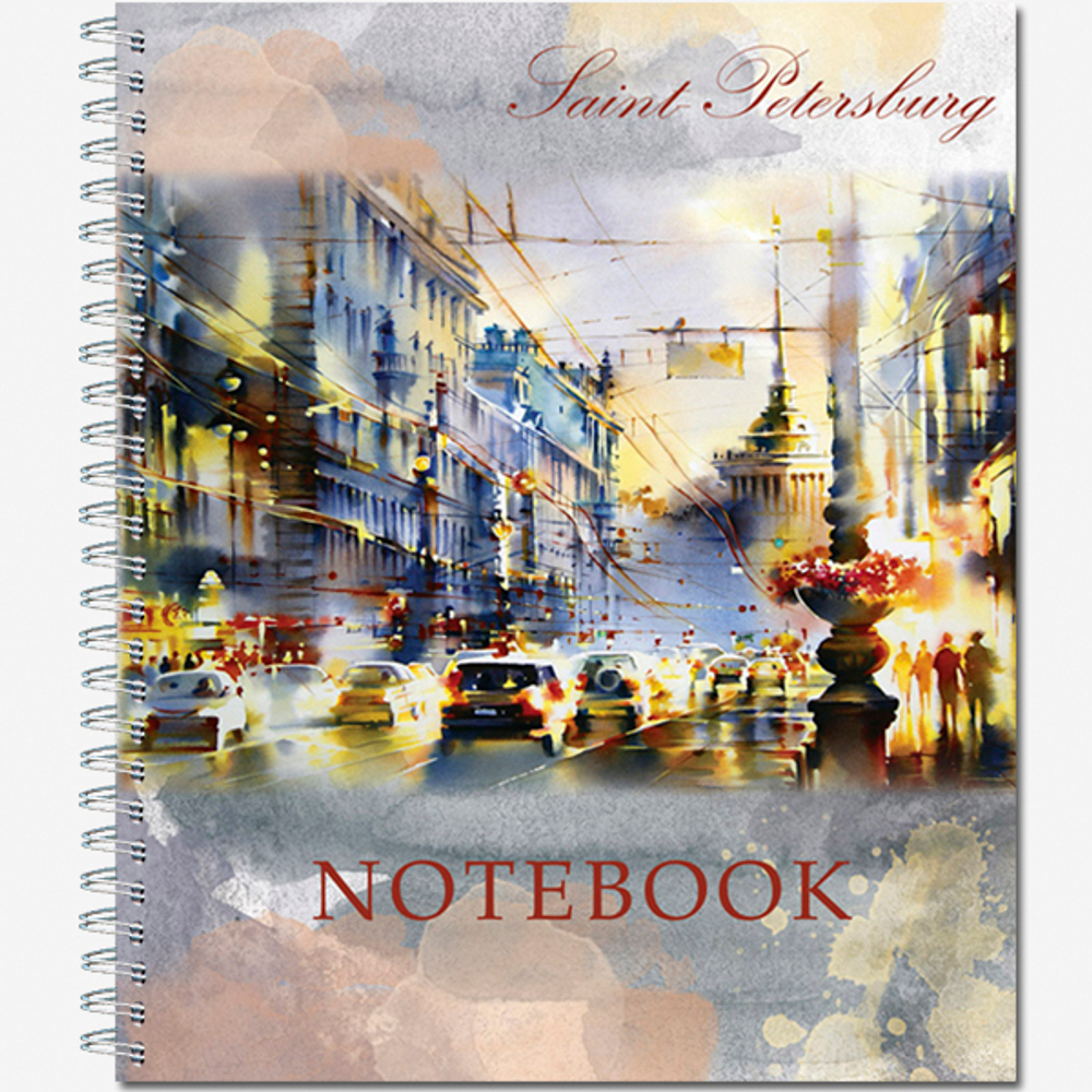 Тетрадь общая 96 листов на мет.гребне  "LIGHTS OF PETERSBURG"