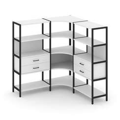 Shelf System Трехсекционный угловой стеллаж четырехярусный с ящиками SN.STMU-431 Белый/Металл Черный