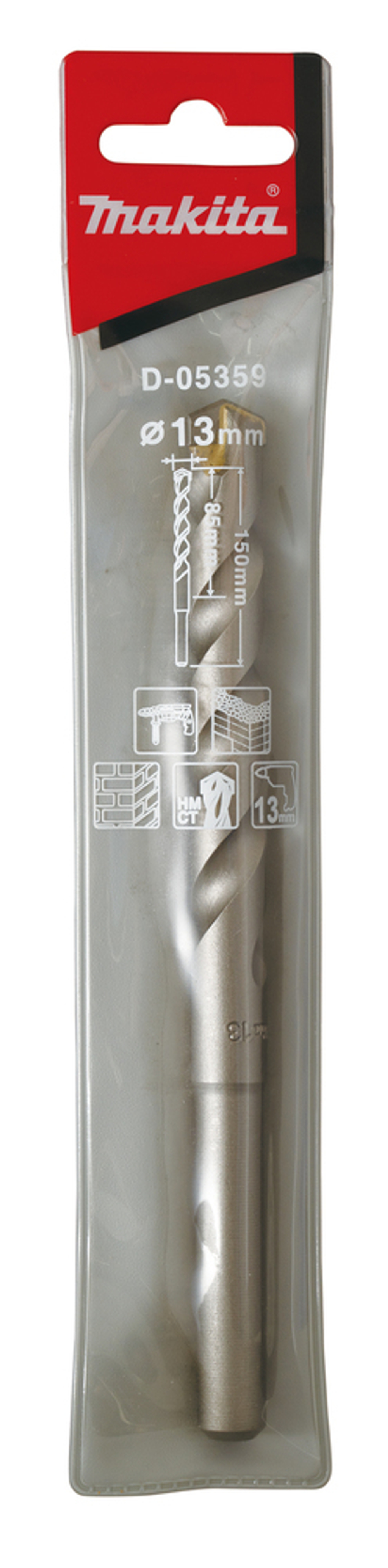 Сверло по бетону 13x90x150 Makita D-05359 Каменная кладка 10,0 х 150 мм TCT