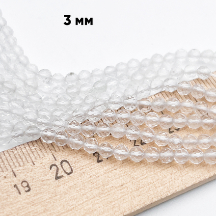 Горный хрусталь граненый бусины, диаметр около 3,3-3,5 мм, цена за нить 38 см