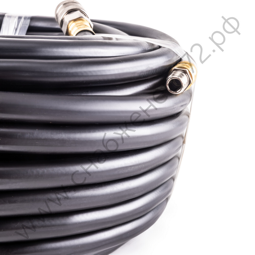 Резиновый маслостойкий воздушный шланг с фитингами Rapid, 20 бар, 15х9 мм, 25 м. AERO