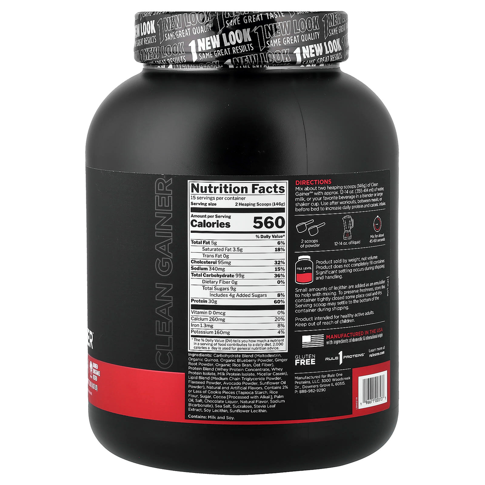 Rule One Proteins, Clean Gainer, печенье со сливками, 2,19 кг (4,83 фунта)