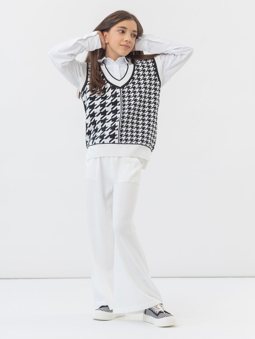 Жилет черно-белый для девочки арт. АТ951