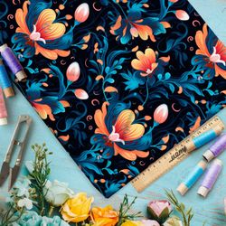 Ткань премиум дюспо ночные цветы