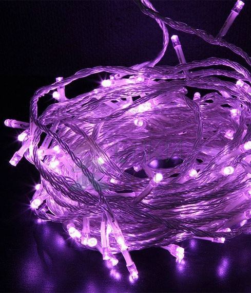 Светодиодная гирлянда с возможностью динамики 20 м., 200 лиловых LED ламп, 24V., прозрачный силиконовый провод, IP65, Beauty Led (EST200-3W10-1L)