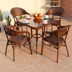 Обеденная группа Стол квадратный из искусственного ротанга 80х80 БАМБУК «BAMBOO» + 4 Кресел  БАМБУК-2 «BAMBOO-2»
