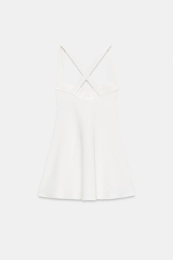 ZARA КОРОТКОЕ ПЛАТЬЕ В СКЕЙТЕРСКОМ СТИЛЕ, ЖЕЛТОВАТО-БЕЛЫЙ