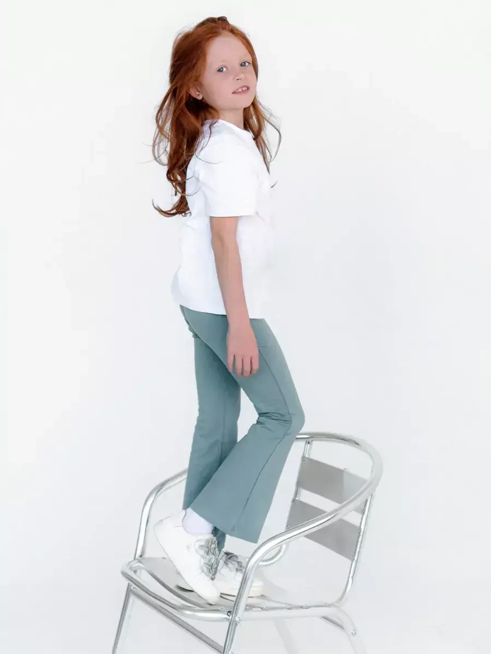 Штаны для девочки клеш голубые