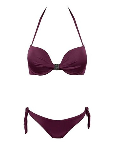 Раздельный однотонный пуш-ап купальник (Размер: B/S) (Цвет: черный)