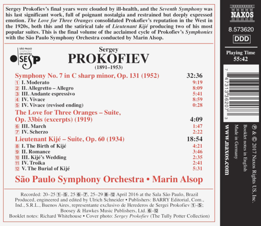 Sao Paulo Symphony Orchestra, Marin Alsop / Sergey Prokofiev: Symphony No. 7, Lieutenant Kije, The Love Of Three Oranges (CD)