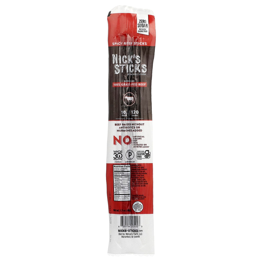 Nick's Sticks, Пряные говяжьи палочки, 48 г (1,7 унции)