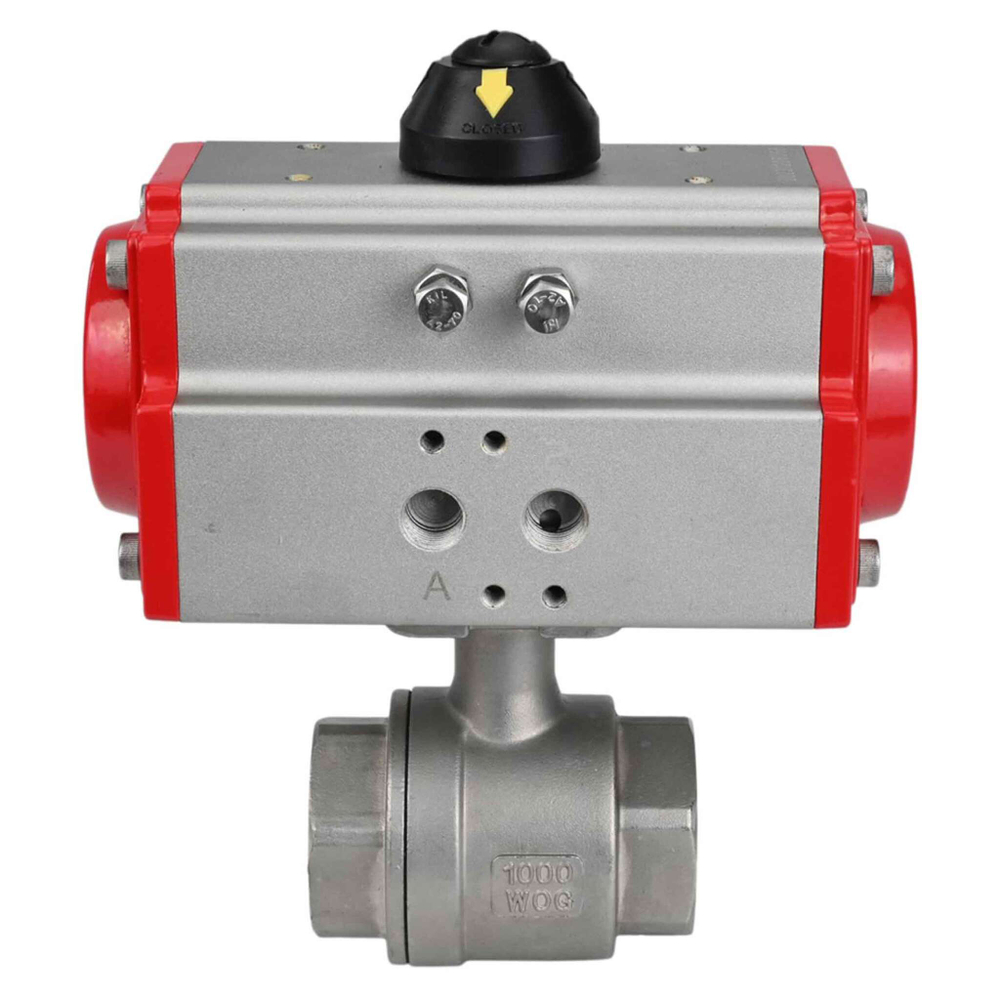 Robinet à bille en acier inoxydable Elephant kshmp316-elephant-da, matériau du corps - acier inoxydable AISI 316, matériau de la bille - acier inoxydable AISI 316, joint - PTFE, actionné par un actionneur pneumatique