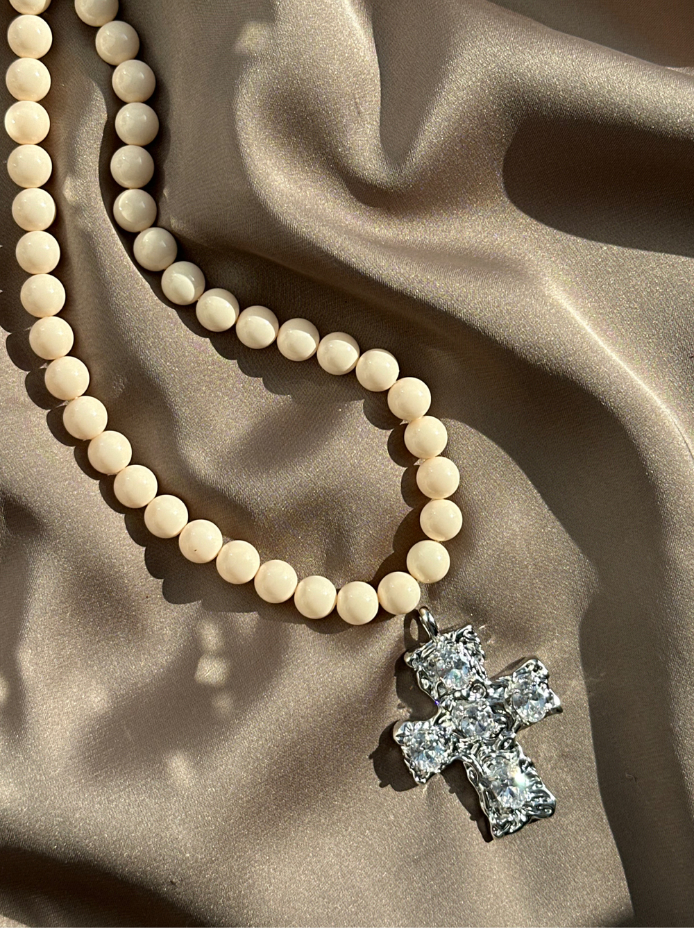 Подвеска "Крест" с кристаллами, 47мм