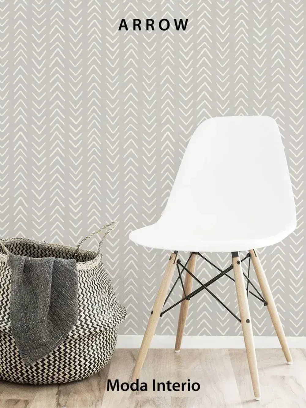 Обои винил на флизелине, геометрия на серо-бежевом, ковер, мешковина, метровые, для коридора, Arrow (Moda interio)