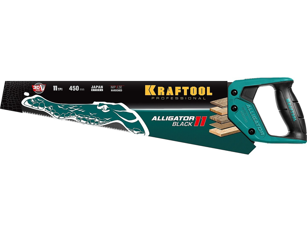 KRAFTOOL Alligator Black 11, 450 мм, ножовка для точного реза (15205-45)