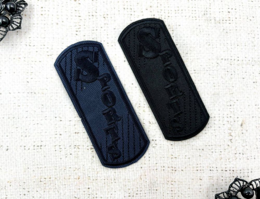 Термоаппликация, р. 8х3,5 см, чёрный/синий