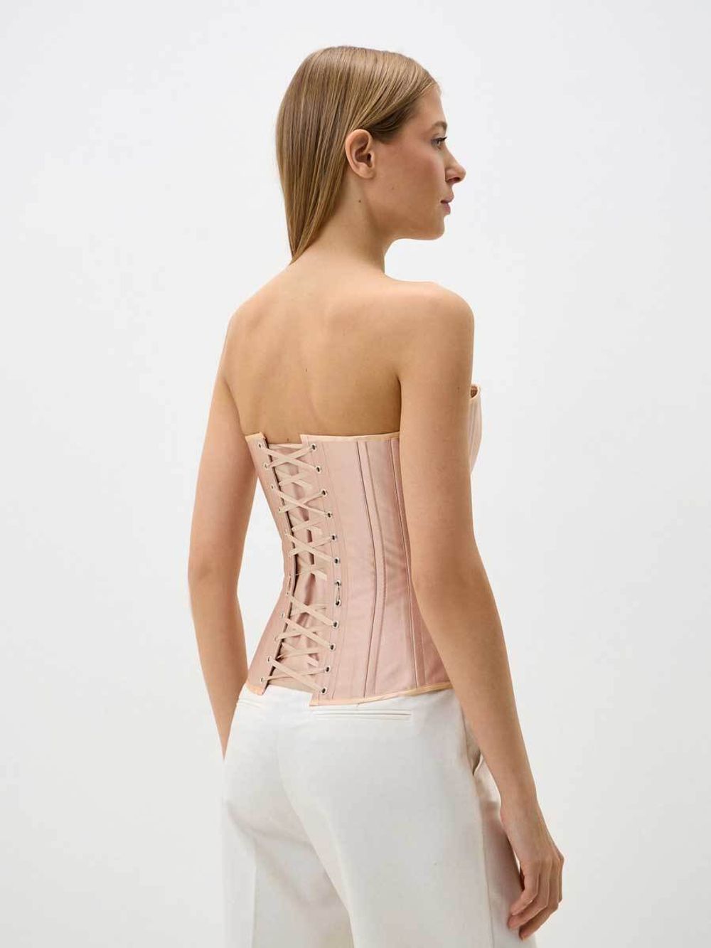 Жемчужно-розовый утягивающий корсет на выход