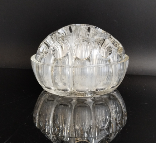 Ваза-подставка для цветов (роуз-боул, rose-bowl), стекло, пресс, винтаж Франция, 1960-1980 гг
