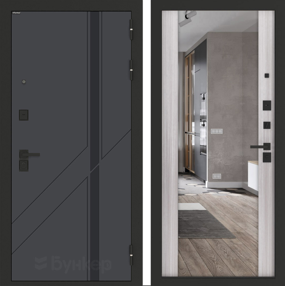 Входная дверь Бункер BN-12 - Зеркало максимум 
Сандал белый