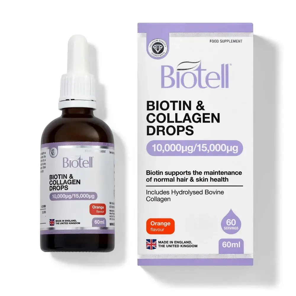 BioTell - Liquid Ionic Biotin + Collagen Drops 10000/15000 per serving, 60 ml