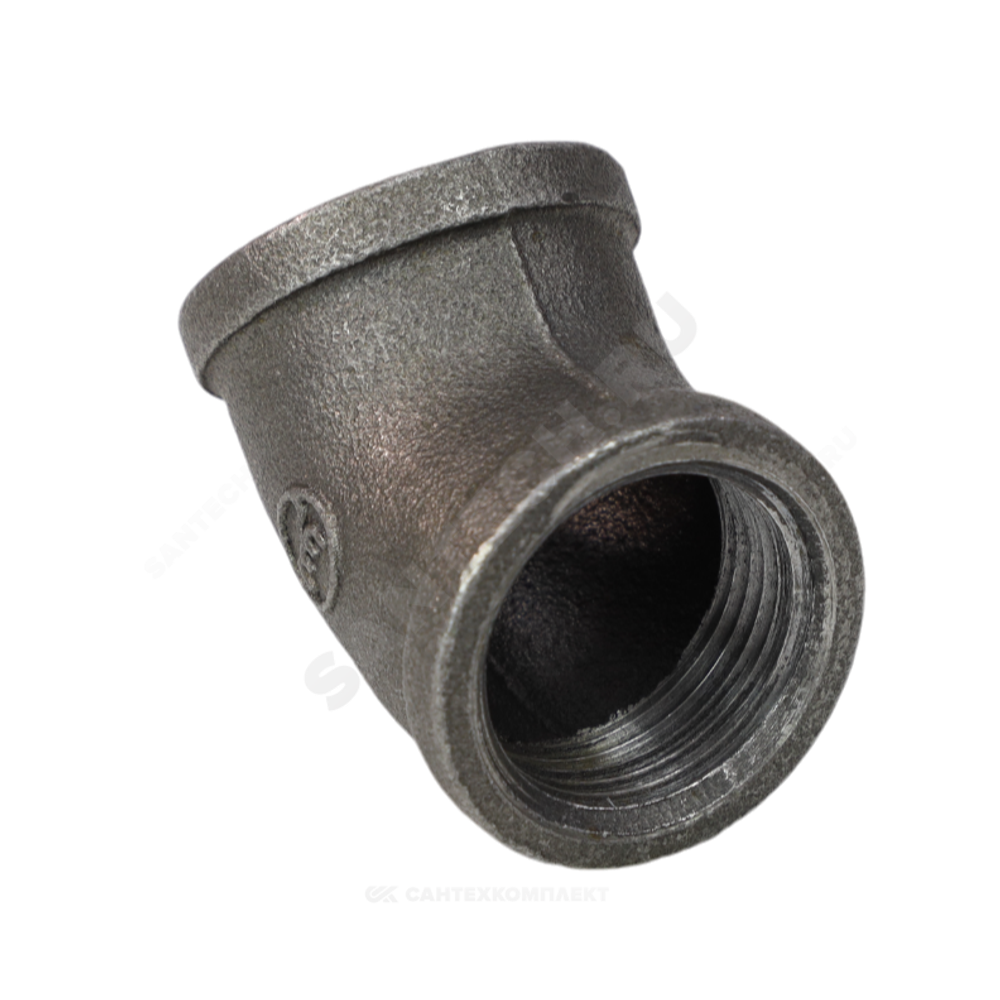 Угольник чугун Ду 20 (3/4") ВР/ВР 45гр Fittex PLUS