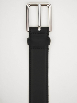 Massimo Dutti Кожаный ремень с декоративной строчкой, коричневый