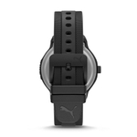 PUMA Reset Series Wrist Watch Quartz Movement Rubber Strap 43mm Black Dial Men"s Watches P5004 BLACK