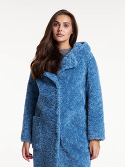 Шуба из овечьей шерсти, голубая, SilverFox