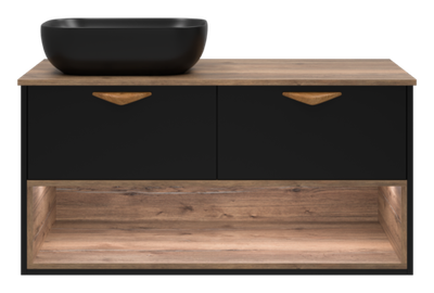 Тумба под раковину Brevita Bergen 105 с подсветкой подвесная (черная)