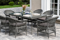 "Амароне" обеденная группа из искусственного ротанга на 6 персон, цвет графит