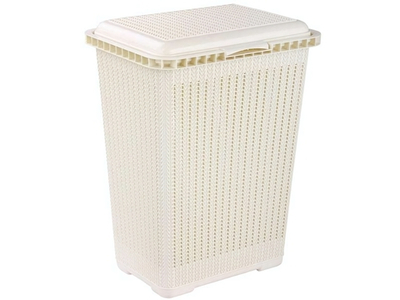 Корзина для белья 25л "Вязаное плетение" (бежевый)