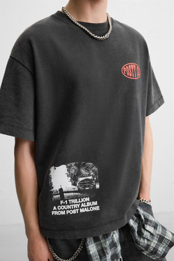 ZARA ТОЛСТОВКА С ПРИНТОМ POST MALONE™, ТЕМНЫЙ АНТРАЦИТ