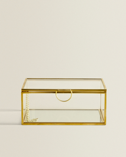 ZARA HOME ШКАТУЛКА ИЗ СТЕКЛА С МЕТАЛЛИЧЕСКИМ КАРКАСОМ