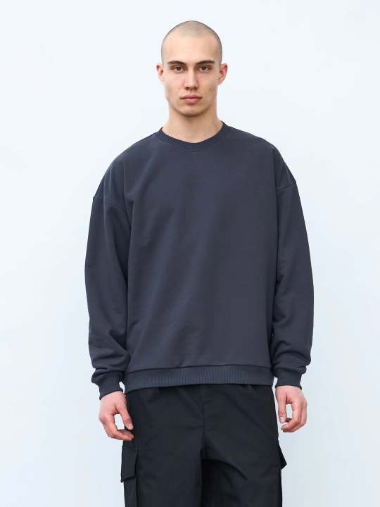 Свитшот оверсайз, без начеса (графит)