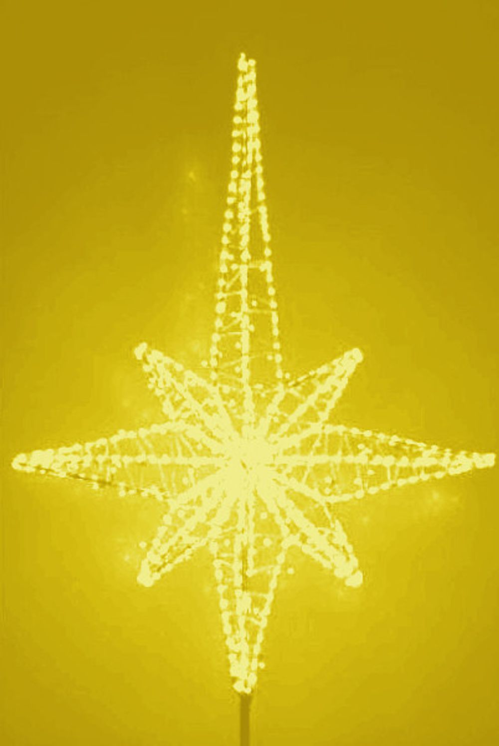 Макушка звезда на высокую елку "Роза ветров" желтая