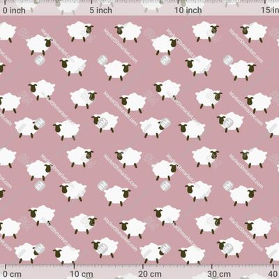 милые белые овечки на розовом фоне by Shenbel print 588 DPI