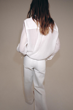 ZARA РУБАШКА С ПЛАТКОМ ZW COLLECTION, БЕЛЫЙ