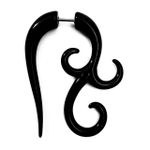 Серьги обманки растяжек ( фигурная 43 мм ) для имитации пирсинга ушей. Черный акрил. Цена за пару