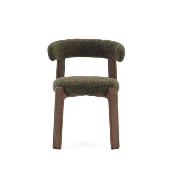 Granite Стул на 4 ножках из зеленого шенилла и массива ясеня в отделке орех La Forma Испания