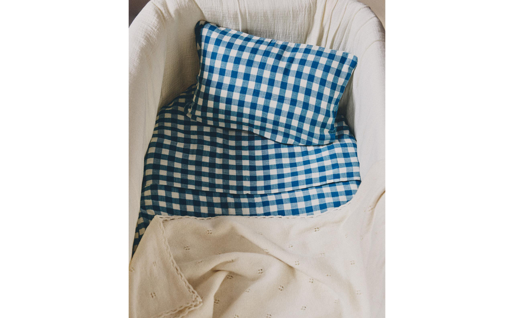 Комплект постельного белья Zara Home, 75х100 см, хлопок 100%, в клетку, 1660/499