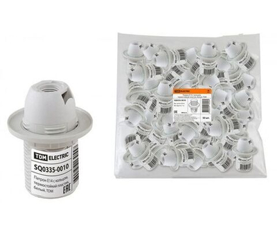 Патрон Е14 с кольцом, термостойкий пластик, белый, TDM (упак. 50 шт.)