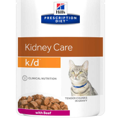 Hill's Feline k/d Beef 85 г - диета консервы (пауч) для кошек с проблемами почек (говядина) 3411LN