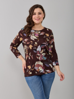 Лонгслив ЛНв-306/коричневый-цветыабстракция