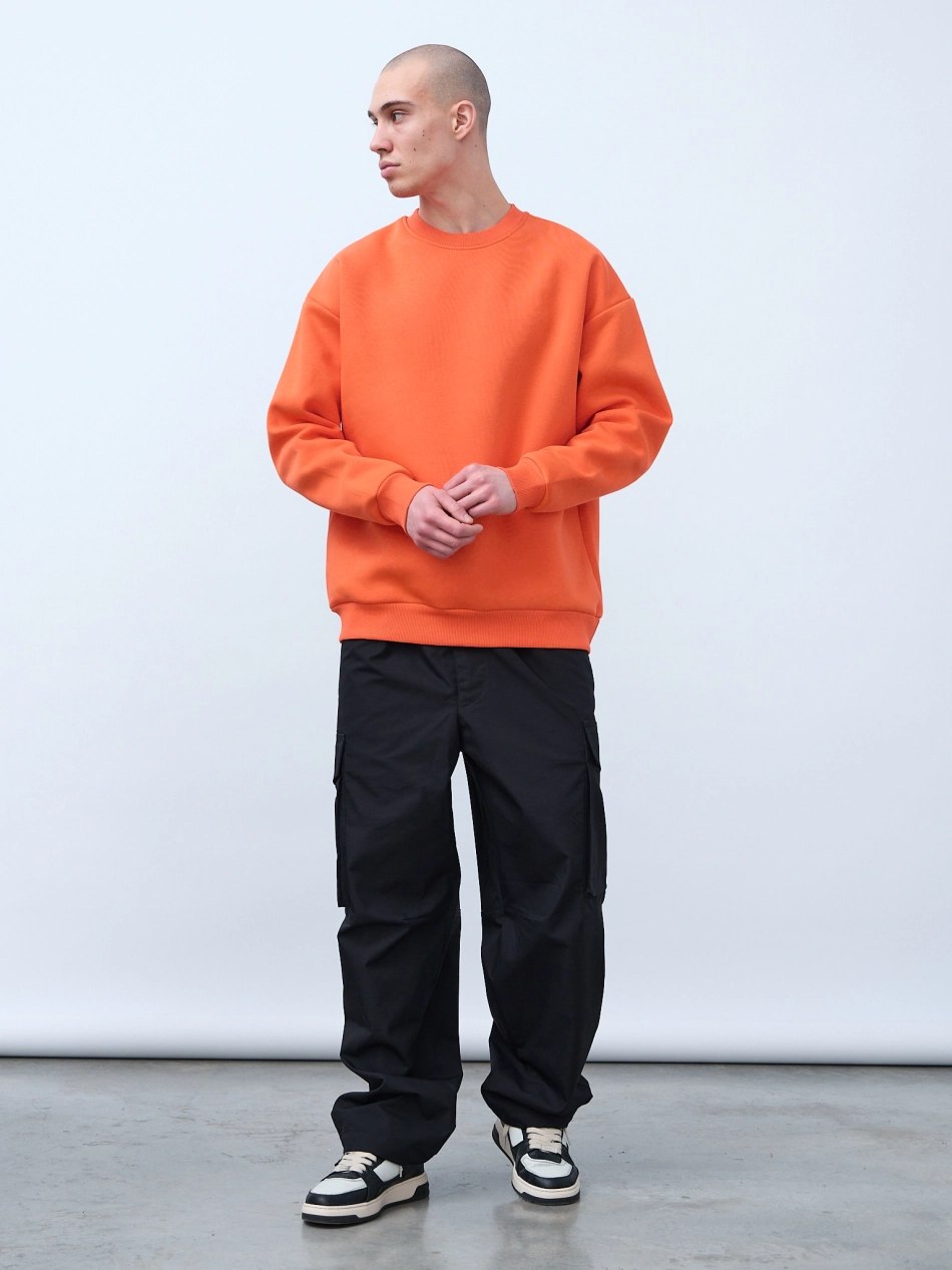 Свитшот оверсайз, с начесом (оранжевый)