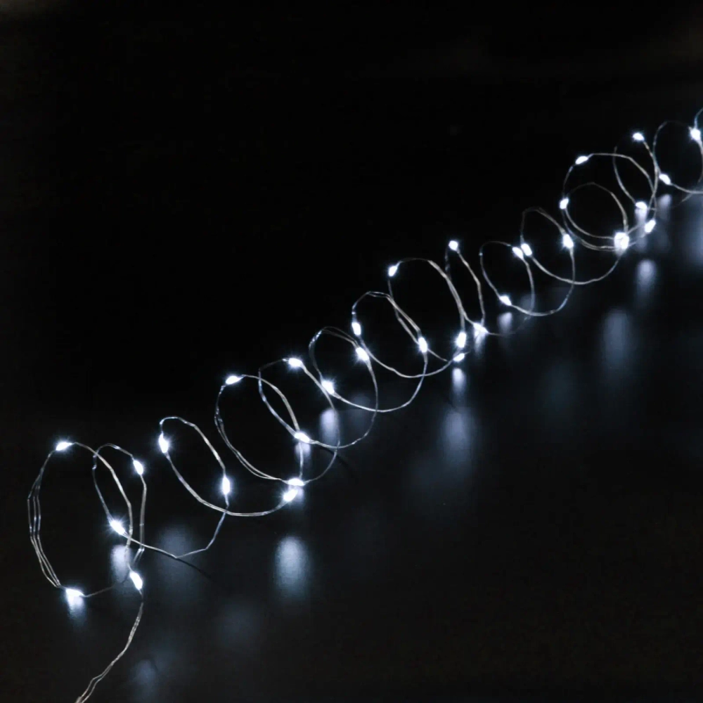 Гирлянда для дома НИТЬ «Роса» 10 м 100 ламп LED, 8 реж,IP-20, Белый