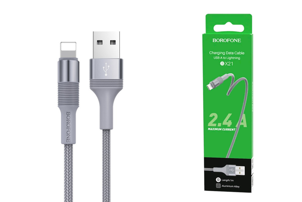 Borofone BX 21 USB to iphone  1.0m ТКАНЬ  2,4А